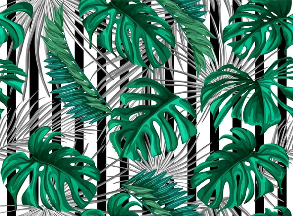 Vector hojas tropicales patrón sin costura de verano — Archivo Imágenes Vectoriales