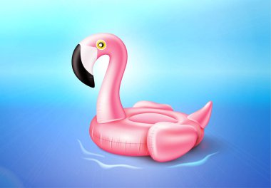 Deniz suyu üzerinde vektör flamingo şişme havuz halka