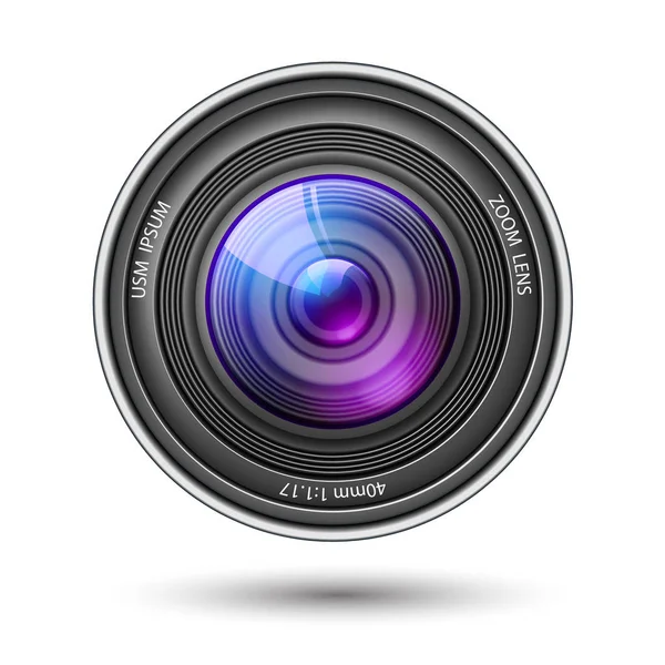 Realistische camera-lens met reflecties vector — Stockvector