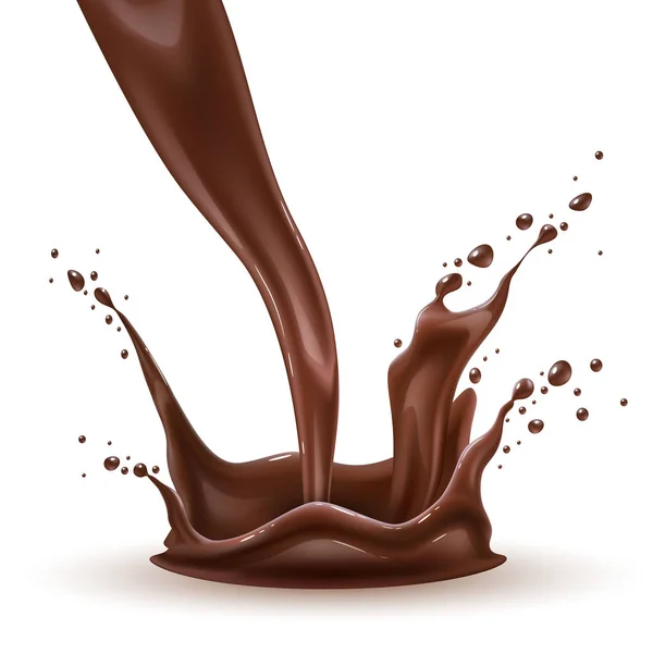Vektor reális csokoládé splash, folyékony örvény — Stock Vector