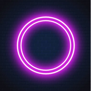 Vektör neon mor daire kare işareti duvar tuğla