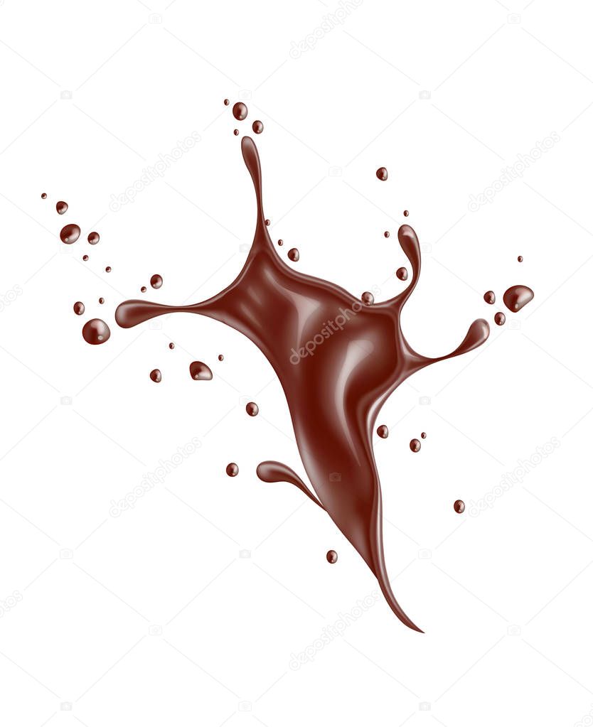 Vector realistic chocolate splash, liquid whirl