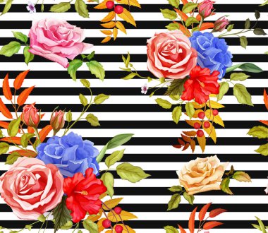 Vektör çiçek hibiscus gül seamless modeli