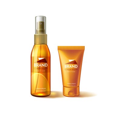 Vektör gerçekçi güneş koruyucu güneş kremi tüp mockup reklam