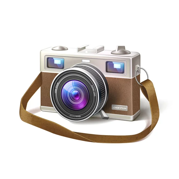 Realistic vintage film photo camera macro lens — Stock Vector