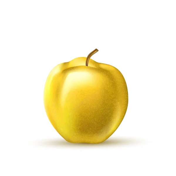 Vetor realista amarelo maçã fruta 3d isolado — Vetor de Stock