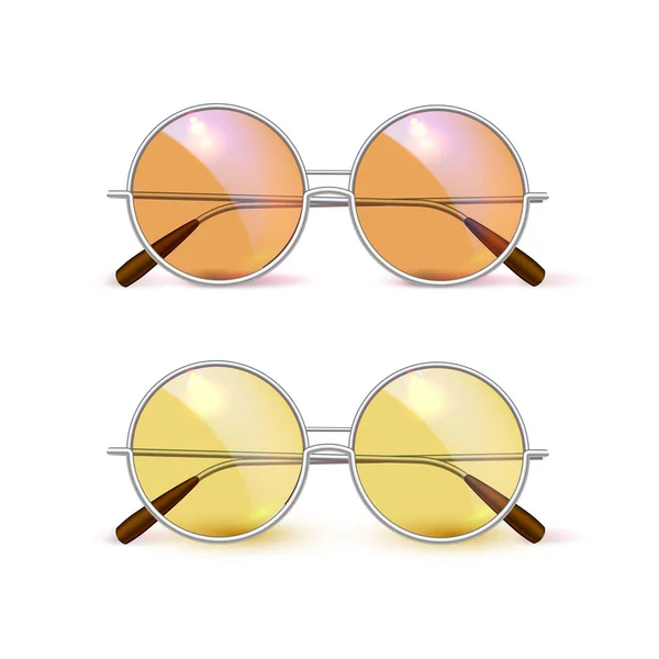 Vector realistic eyeglasses retro circle hipster — Stock Vector