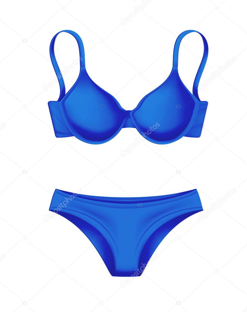 Download Sports bra mockup | Vector realistic blue bra panties template mockup — Stock Vector ...