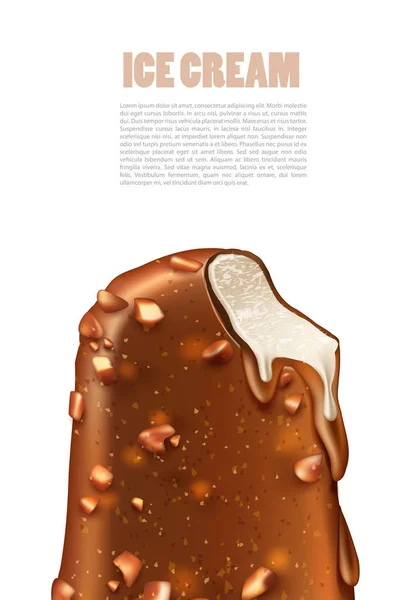 Vecteur 3d chocolat popsicle bâton de crème glacée noix — Image vectorielle