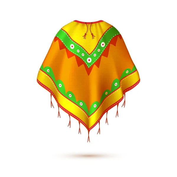 Realistische Mexicaanse, native american indian poncho. — Stockvector