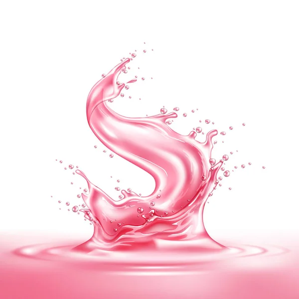 Vektor realistische Erdbeerscheibe Saft Splash — Stockvektor