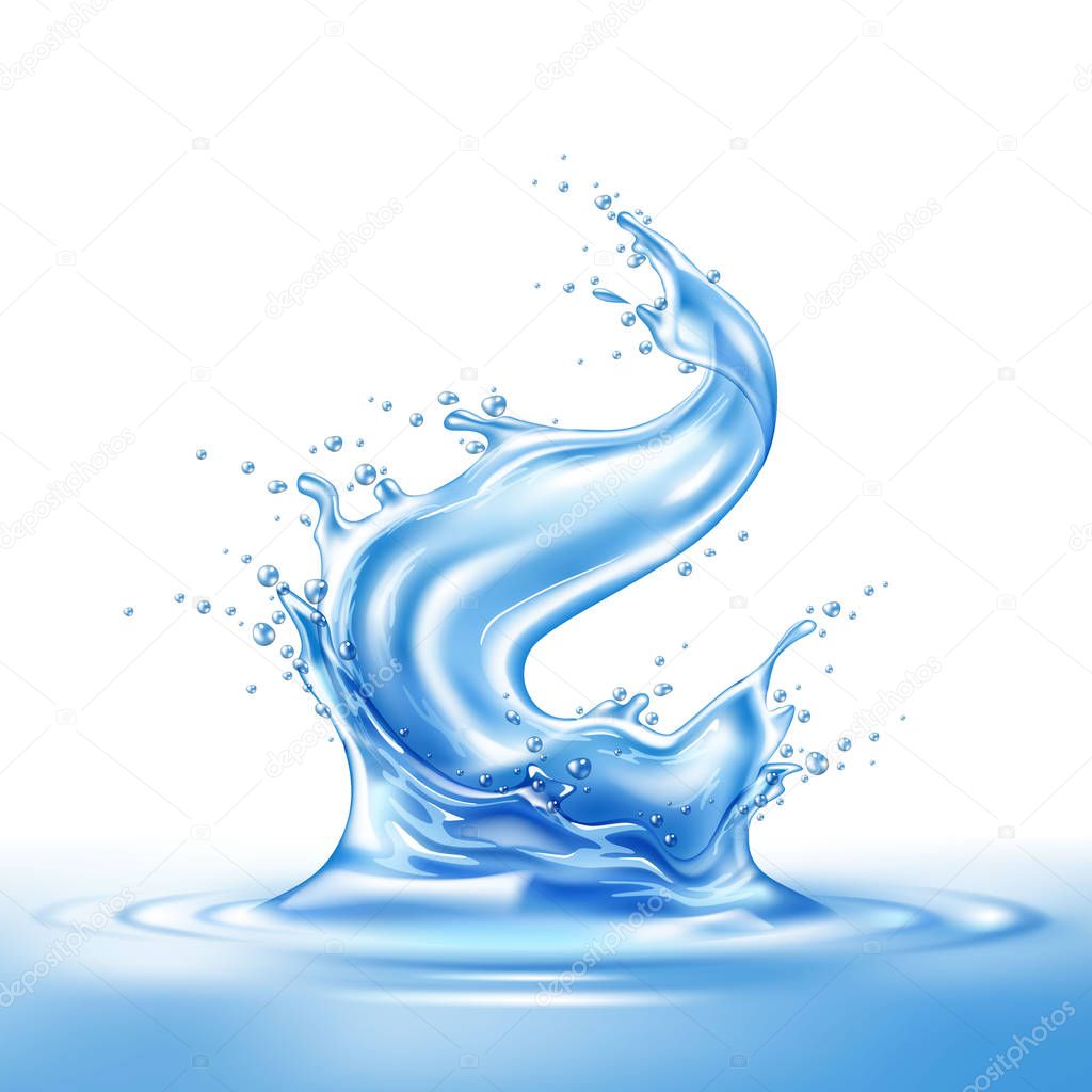 Vector realistic blue water splash paint
