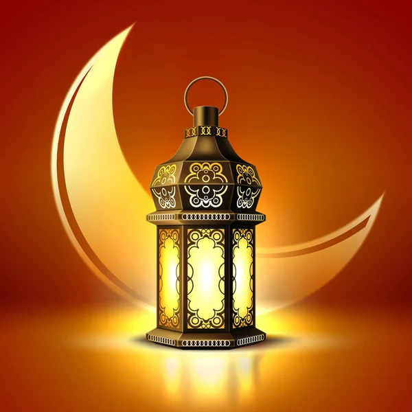 Vector ramadan kareem linterna realista luna — Vector de stock