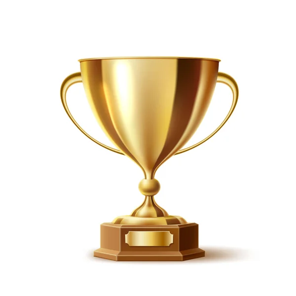 Wektor realistyczne złote trofeum, gold cup nagrody — Wektor stockowy