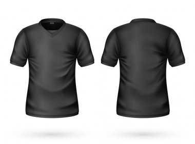 Vektör gerçekçi t-shirt Siyah boş mockup