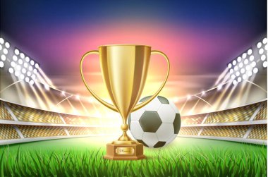 Vektör gerçekçi futbol Futbol Stadyumu arka plan