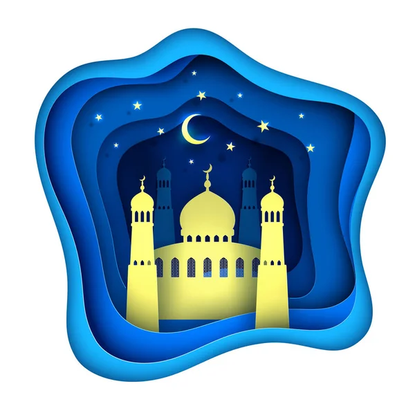 Κοπής χαρτιού διάνυσμα Ραμαζάνι kareem διακόσμηση τζαμί — Διανυσματικό Αρχείο