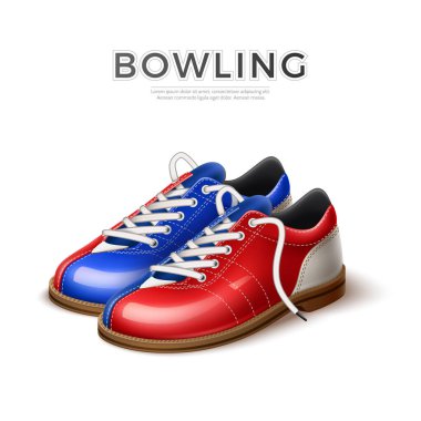Vektör realistci bowling ayakkabıları mavi ve kırmızı
