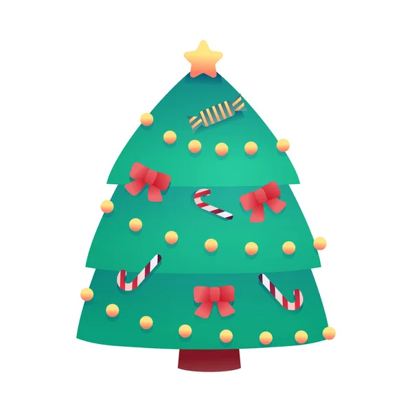 Arbre de Noël vectoriel dessin animé pour la conception de Noël — Image vectorielle