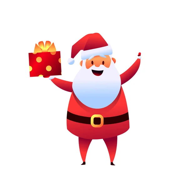 Vector de dibujos animados Santa Claus con caja actual — Vector de stock