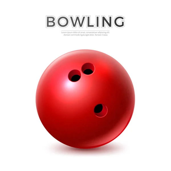 Boule de bowling rouge réaliste vectorielle avec trous — Image vectorielle