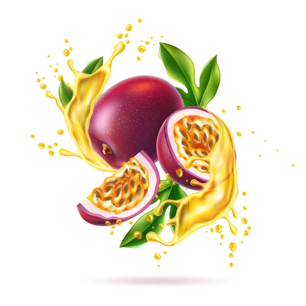 Yeşil yapraklı 3 boyutlu tutku meyvesi