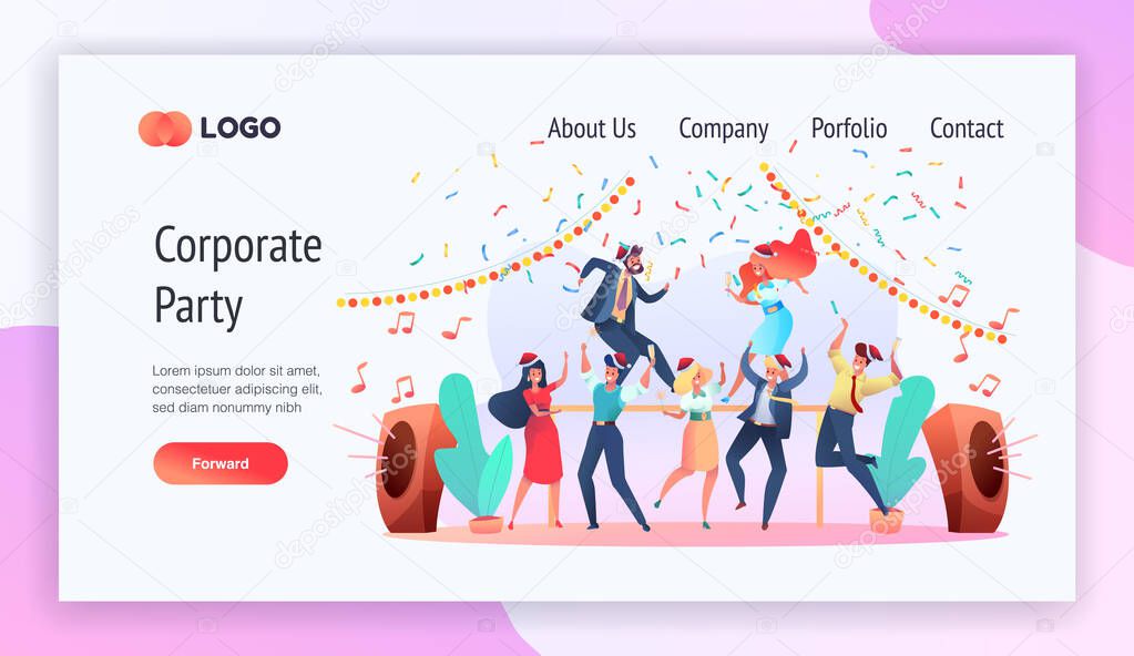 Vector corporate party service website template a