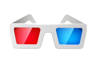 Vektör gerçekçi sinema 3D gözlükler kırmızı ve mavi
