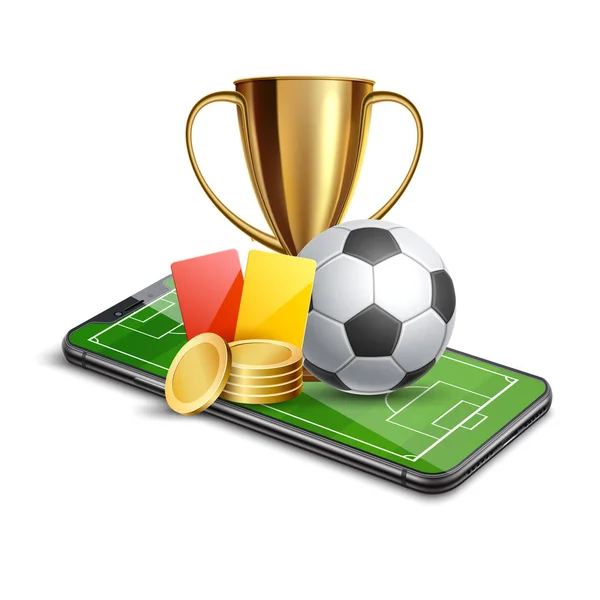 Vector 3d de oro tarjeta de fútbol de la taza de apuestas promo — Vector de stock