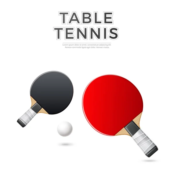 Vektor 3d Tischtennis Ping-Pong Rakete mit Ball — Stockvektor