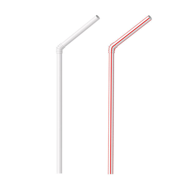 Vector striped red white and blank plastic straw