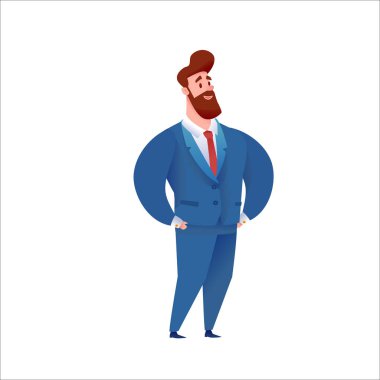 Takım elbiseli vekil iş adamı kendinden emin duruyor.