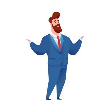 Takım elbiseli vektör işadamı gülümsüyor.