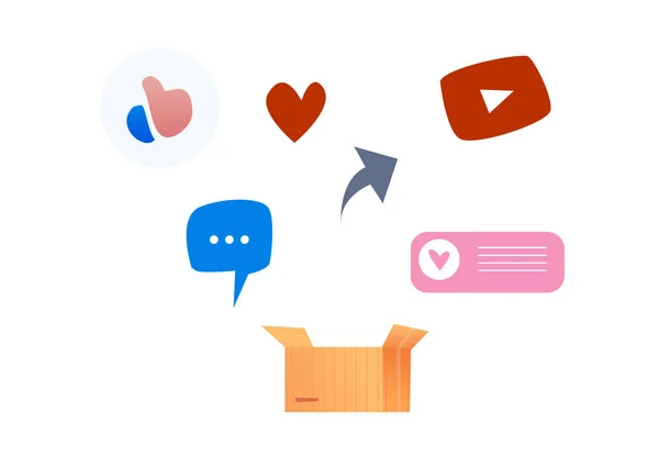 Vector social media symbols icon set like heart — Stock Vector