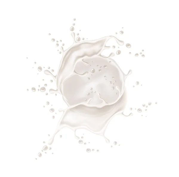 Διάνυσμα ρεαλιστικό γάλα γιαούρτι splash γαλακτοκομικό σχεδιασμό — Διανυσματικό Αρχείο