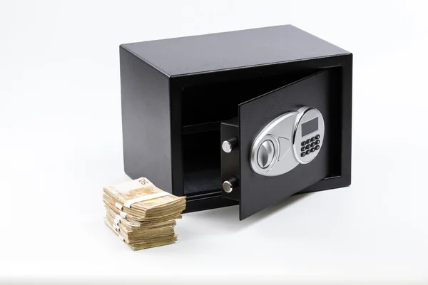 Open Safe Deposit Box, Pile of Cash Money, Euros