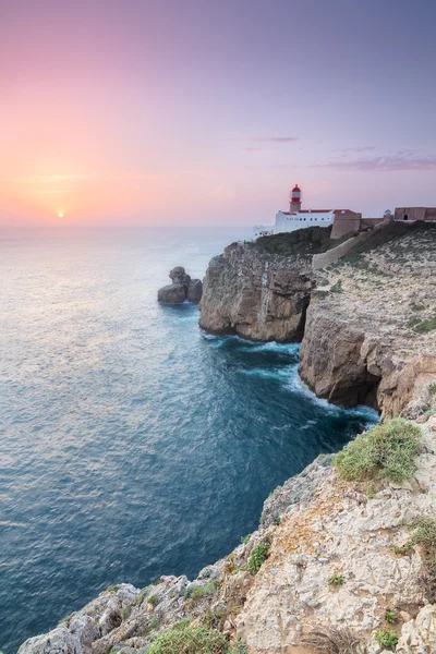 Puesta de sol en Cabo San Vicente, el suroeste de Europa continental — Foto de Stock