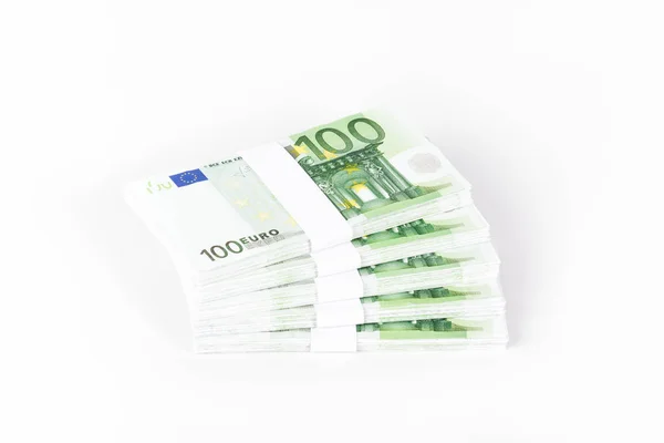 Paquets de 100 billets en euros — Photo