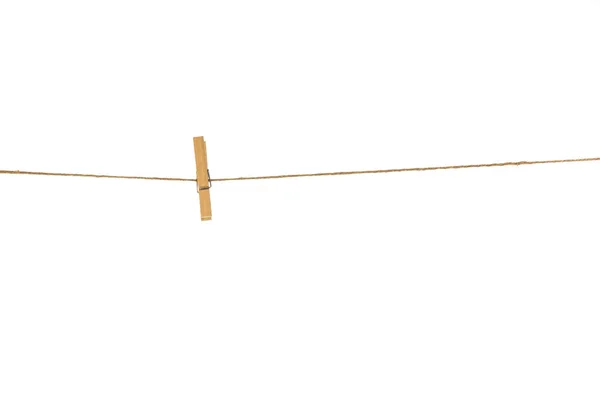 Pinces à linge en bois avec la corde . Image En Vente