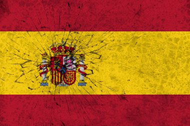 Kırık duvar doku arka plan İspanya bayrağı