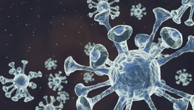 Corona virüs hücrelerinin 3 boyutlu görüntüsü ya da vücudun içinde covid19. Bu tehlikeli virüs bir tacı andırıyor. Salgın Çin 'den dünyaya yayıldı. Bu virüs akciğere zarar vermiş ve ölümcül olmuş..