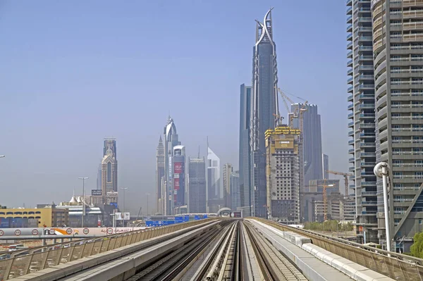 Metro train on the Red line in Dubai