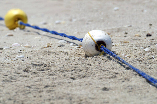 Pool with buoys Diagonal line of the  on the rope,