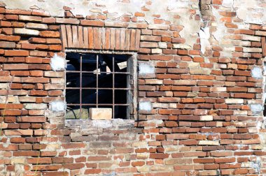 Eski pencere tuğla duvar resim