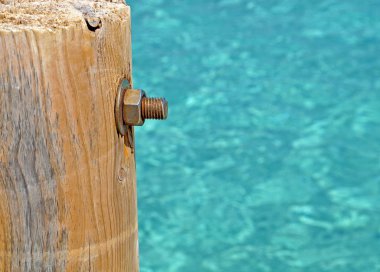resim wood, cıvata, somun deniz iskelede içinde .