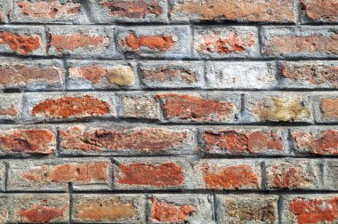 kırmızı tuğla duvar duvar desen doku. Büyük için grafiti yazıtları