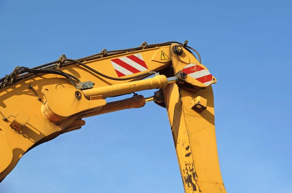 Dettaglio del braccio escavatore a pistone bulldozer idraulico — Foto Stock