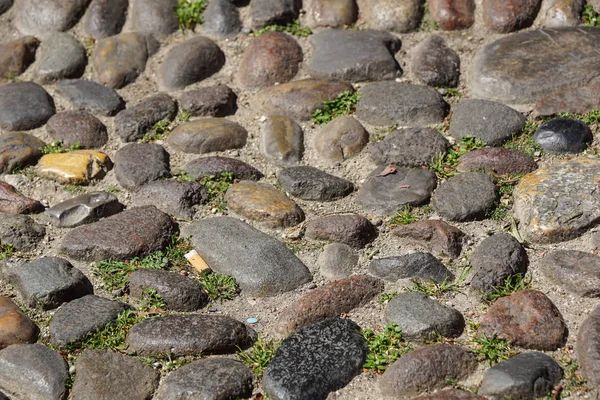 Pebble stenen vloer tegel In perspectief met focus selectie — Stockfoto