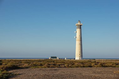 Deniz feneri Morro Jable Beach Jandia Yarımadası gündoğumu ışık, Fuerteventura, Kanarya Adaları, İspanya