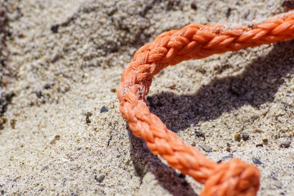 Old Thick Nautical Rope Sand Ground — Stock Photo, Image